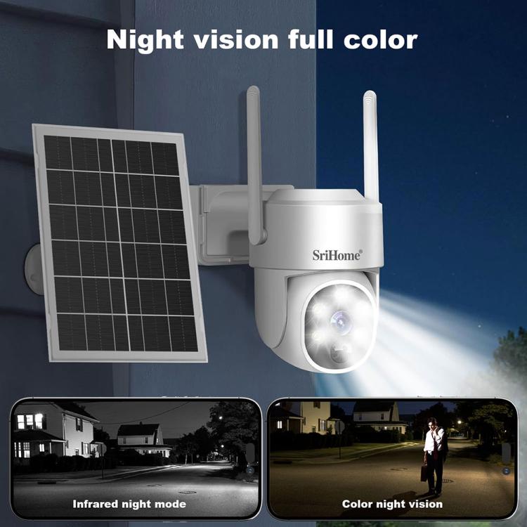 Sistema di videosorveglianza wireless SriHome DH005 da 4 MP 2K a basso consumo energetico con pannello solare, DH005