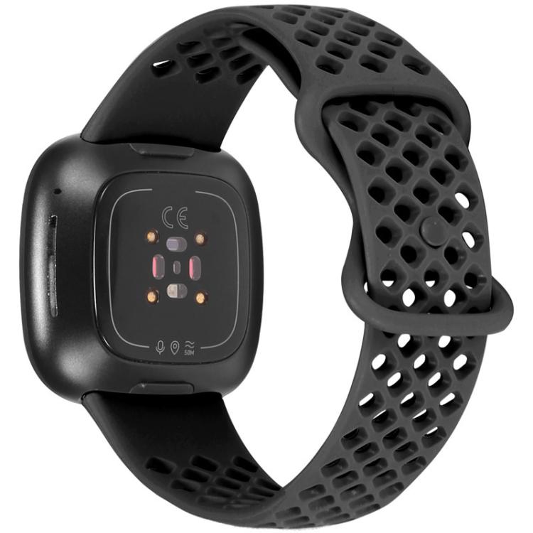 Cinturino per orologio xDfind in silicone traspirante con fori, tinta unita, per Fitbit Versa 3 / Sense, S, L