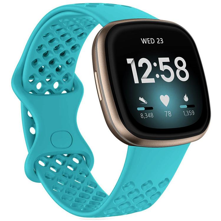 Cinturino per orologio xDfind in silicone traspirante con fori, tinta unita, per Fitbit Versa 3 / Sense, S, L