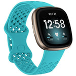 Cinturino per orologio xDfind in silicone traspirante con fori, tinta unita, per Fitbit Versa 3 / Sense, S, L