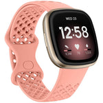 Cinturino per orologio xDfind in silicone traspirante con fori, tinta unita, per Fitbit Versa 3 / Sense, S, L