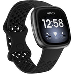 Cinturino per orologio xDfind in silicone traspirante con fori, tinta unita, per Fitbit Versa 3 / Sense, S, L