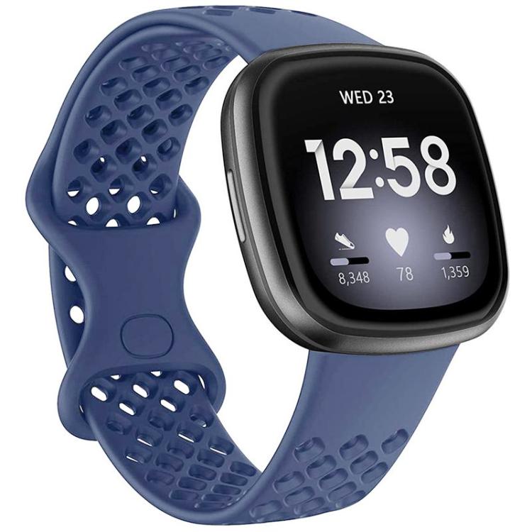 Cinturino per orologio xDfind in silicone traspirante con fori, tinta unita, per Fitbit Versa 3 / Sense, S, L