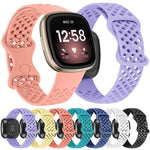 Cinturino per orologio xDfind in silicone traspirante con fori, tinta unita, per Fitbit Versa 3 / Sense, S, L