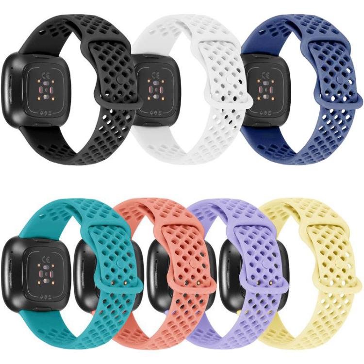 Cinturino per orologio xDfind in silicone traspirante con fori, tinta unita, per Fitbit Versa 3 / Sense, S, L
