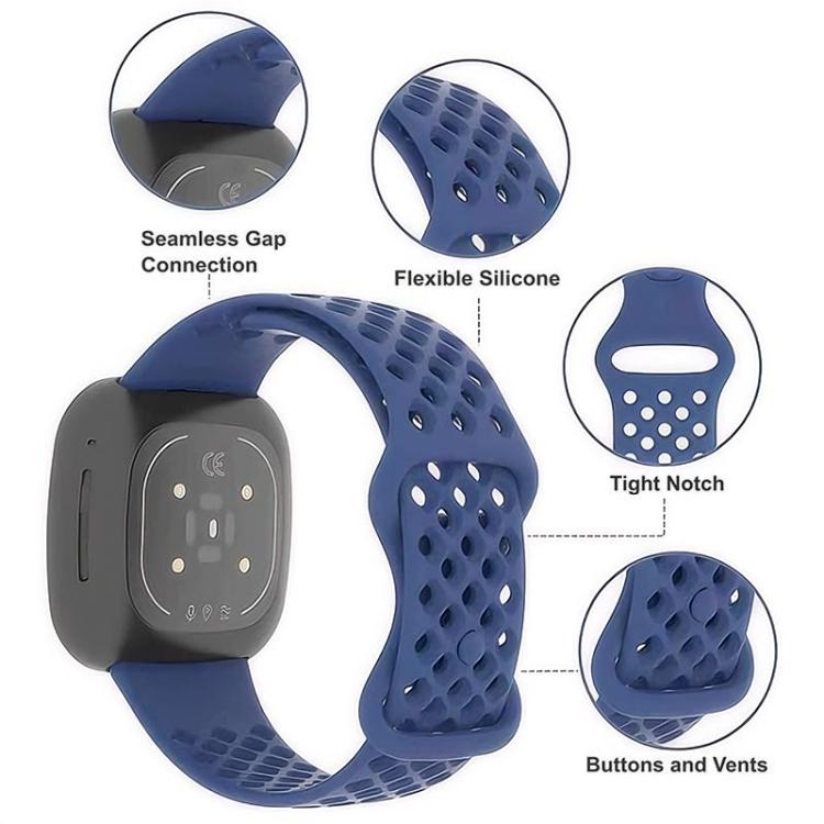 Cinturino per orologio xDfind in silicone traspirante con fori, tinta unita, per Fitbit Versa 3 / Sense, S, L