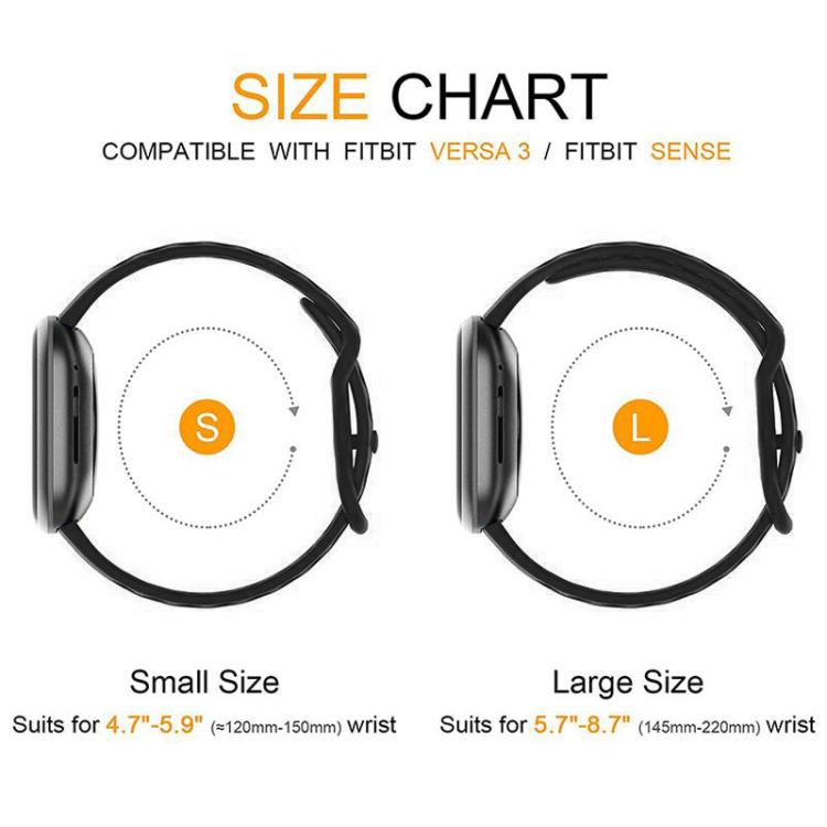Cinturino per orologio xDfind in silicone traspirante con fori, tinta unita, per Fitbit Versa 3 / Sense, S, L