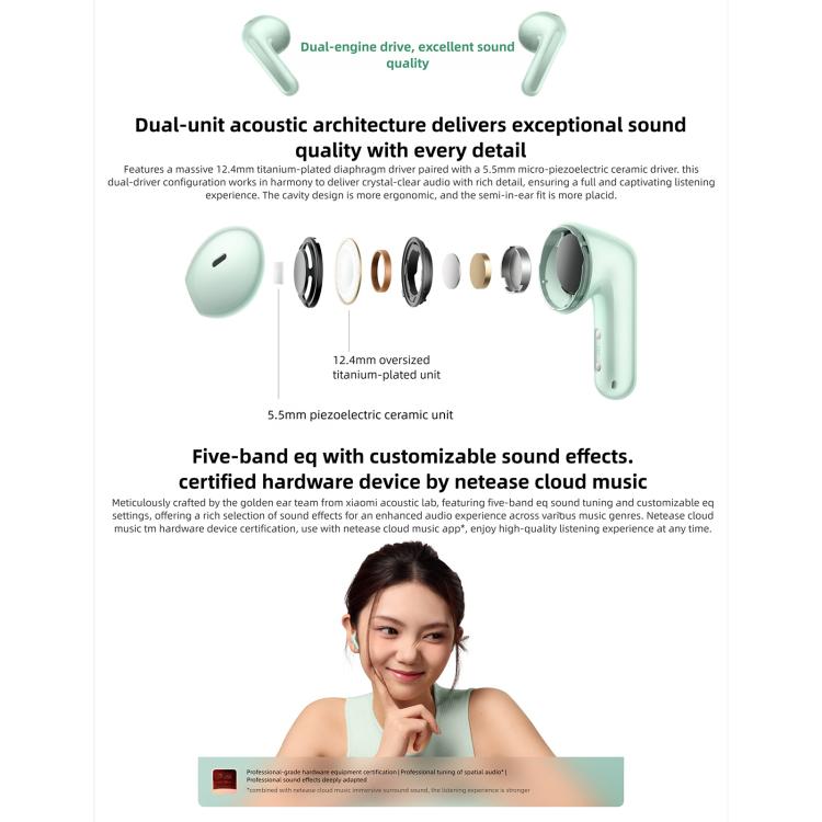 Auricolari Bluetooth semi-in-ear originali Xiaomi REDMI Buds 7S con cancellazione attiva del rumore