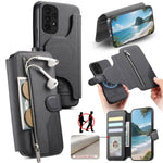 Portafoglio in pelle con cerniera, protezione antifurto MagSafe RFID in tessuto twill, custodia per telefono con cerniera., For Galaxy A13 4G, For Galaxy A13 5G