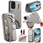Portafoglio in pelle con cerniera, protezione antifurto MagSafe RFID in tessuto twill, custodia per telefono con cerniera., For Galaxy A13 4G, For Galaxy A13 5G