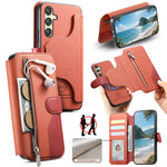 Portafoglio in pelle con cerniera, protezione antifurto MagSafe RFID in tessuto twill, custodia per telefono con cerniera., For Galaxy A25 5G, For Galaxy A04e / M04 / F04, For Galaxy A14 4G / 5G, For Galaxy A24 5G
