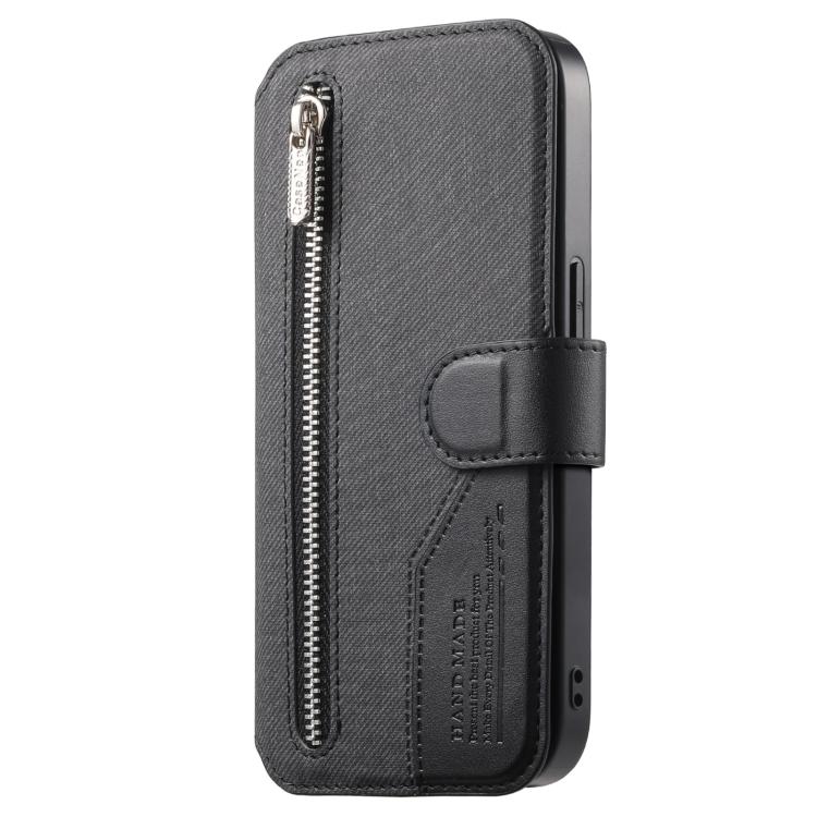 Portafoglio in pelle con cerniera, protezione antifurto MagSafe RFID in tessuto twill, custodia per telefono con cerniera., For Galaxy A15 4G / 5G, For Galaxy A55 5G, For Galaxy A35 5G, For Galaxy A05s