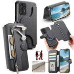 Portafoglio in pelle con cerniera, protezione antifurto MagSafe RFID in tessuto twill, custodia per telefono con cerniera., For Galaxy A54 5G, For Galaxy A04, For Galaxy A53 5G, For Galaxy A33 5G