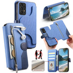Portafoglio in pelle con cerniera, protezione antifurto MagSafe RFID in tessuto twill, custodia per telefono con cerniera., For Galaxy A54 5G, For Galaxy A04, For Galaxy A53 5G, For Galaxy A33 5G