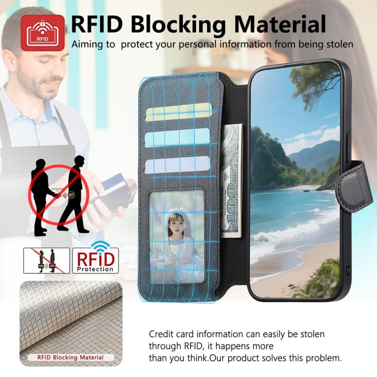 Portafoglio in pelle con cerniera, protezione antifurto MagSafe RFID in tessuto twill, custodia per telefono con cerniera., For Galaxy A56 5G, For Galaxy A26 5G, For Galaxy A16 4G / 5G, For Galaxy A06 4G