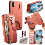 Portafoglio in pelle con cerniera, protezione antifurto MagSafe RFID in tessuto twill, custodia per telefono con cerniera., For Galaxy A25 5G, For Galaxy A04e / M04 / F04, For Galaxy A14 4G / 5G, For Galaxy A24 5G