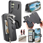 Portafoglio in pelle con cerniera, protezione antifurto MagSafe RFID in tessuto twill, custodia per telefono con cerniera., For Galaxy A15 4G / 5G, For Galaxy A55 5G, For Galaxy A35 5G, For Galaxy A05s