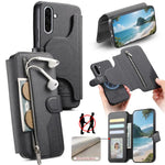Portafoglio in pelle con cerniera, protezione antifurto MagSafe RFID in tessuto twill, custodia per telefono con cerniera., For Galaxy A57 5G, For Galaxy A37 5G / A36 5G, For Galaxy A17 4G / 5G, For Galaxy A07 4G / 5G