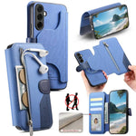 Portafoglio in pelle con cerniera, protezione antifurto MagSafe RFID in tessuto twill, custodia per telefono con cerniera., For Galaxy A57 5G, For Galaxy A37 5G / A36 5G, For Galaxy A17 4G / 5G, For Galaxy A07 4G / 5G