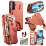 Portafoglio in pelle con cerniera, protezione antifurto MagSafe RFID in tessuto twill, custodia per telefono con cerniera., For Galaxy A57 5G, For Galaxy A37 5G / A36 5G, For Galaxy A17 4G / 5G, For Galaxy A07 4G / 5G