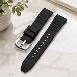 Cinturino per orologio in silicone con fibbia argentata a sgancio rapido xDfind, 20mm, 22mm