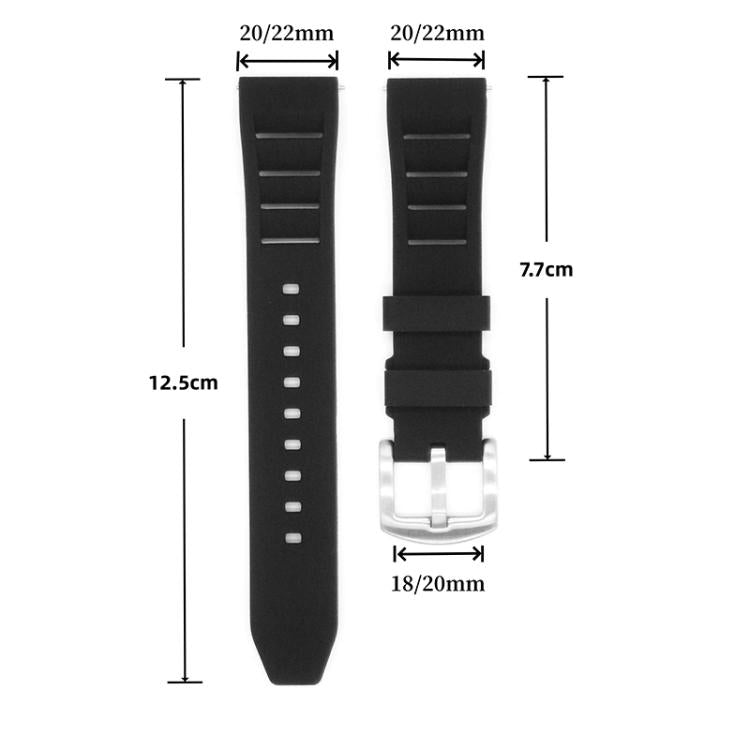 Cinturino per orologio in silicone con fibbia argentata a sgancio rapido xDfind, 20mm, 22mm