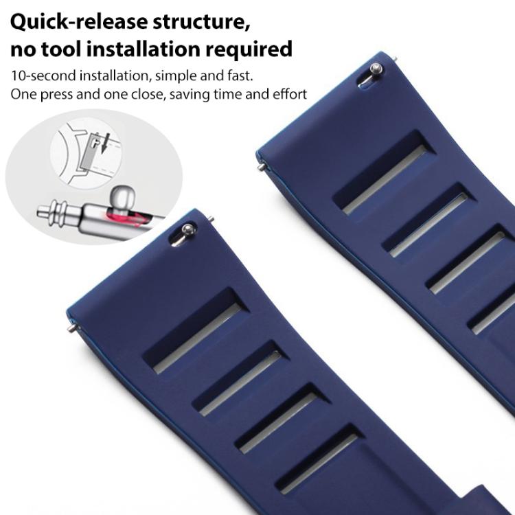 Cinturino per orologio in silicone con fibbia argentata a sgancio rapido xDfind, 20mm, 22mm