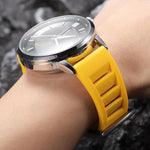 Cinturino per orologio in silicone con fibbia argentata a sgancio rapido xDfind, 20mm, 22mm