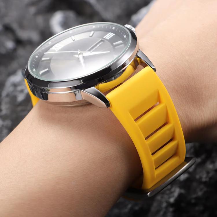 Cinturino per orologio in silicone con fibbia argentata a sgancio rapido xDfind, 20mm, 22mm
