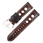 Cinturino per orologio xDfind in vera pelle traspirante con fibbia argentata a tre fori e tre fori., 20mm, 22mm, 24mm