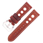 Cinturino per orologio xDfind in vera pelle traspirante con fibbia argentata a tre fori e tre fori., 20mm, 22mm, 24mm