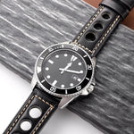 Cinturino per orologio xDfind in vera pelle traspirante con fibbia argentata a tre fori e tre fori., 20mm, 22mm, 24mm