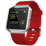 Cinturino in silicone tinta unita con fibbia in acciaio e texture diagonale per Fitbit Blaze xDfind., S, L