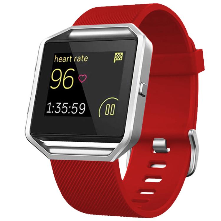 Cinturino in silicone tinta unita con fibbia in acciaio e texture diagonale per Fitbit Blaze xDfind., S, L