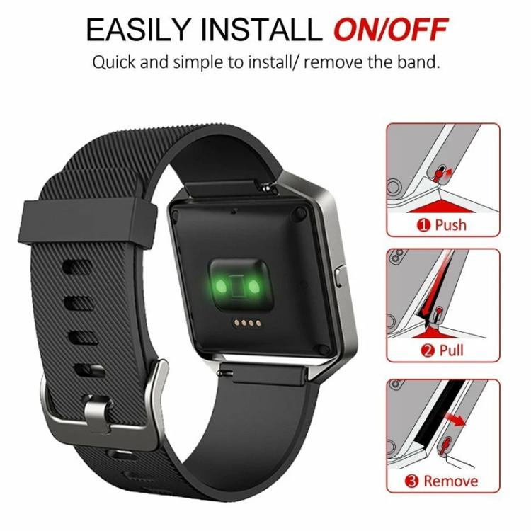 Cinturino in silicone tinta unita con fibbia in acciaio e texture diagonale per Fitbit Blaze xDfind., S, L
