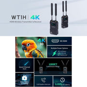 FEELWORLD WT1H 4K Wireless Video Transmission System Dual HDMI-compatible Full Duplex Intercom Live Streaming, WT1H