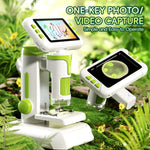 Microscopio elettronico per bambini JJR/C P01 con schermo a colori HD da 4 pollici e ingrandimento 1600x.