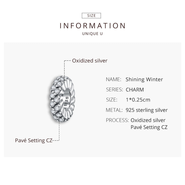 Accessori per collana braccialetto fai da te con brillanti perline invernali in argento sterling S925, Shining Winter