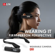 Videocamera sportiva da indossare sulla testa S111 con risoluzione 2.7K e angolo di visione di 110 gradi.
