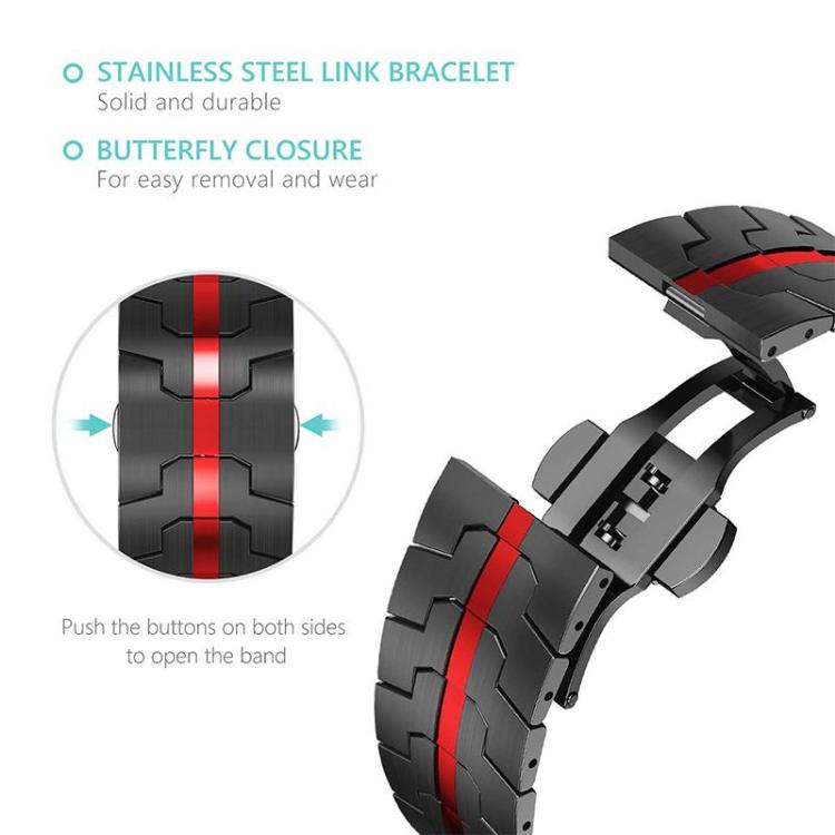 Cinturino per orologio xDfind in acciaio inossidabile con fibbia a farfalla, 22mm
