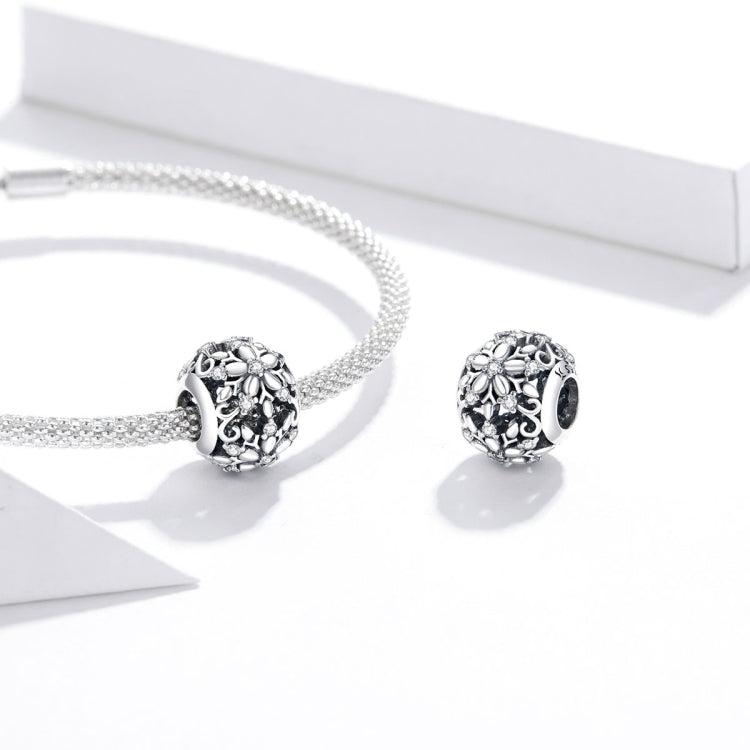 Accessori per collana braccialetto fai-da-te con perline vuote in argento sterling S925, Hollow Snowflake