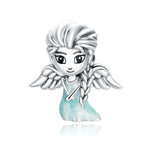 S925 Sterling Silver Snowflake Elfo Ragazza Perline Bracciale fai da te Accessori per collane, Elf Girl