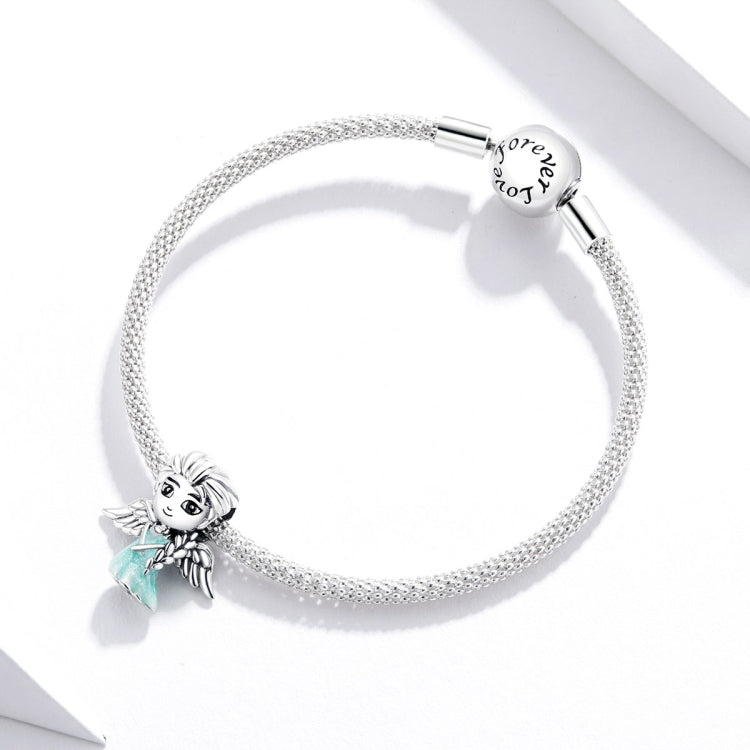 S925 Sterling Silver Snowflake Elfo Ragazza Perline Bracciale fai da te Accessori per collane, Elf Girl