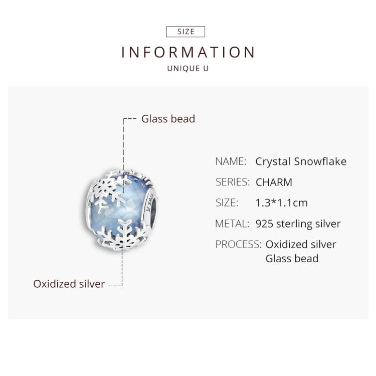 Accessori per collana braccialetto fai-da-te con perline di cristallo di fiocco di neve in argento sterling S925, Snowflake