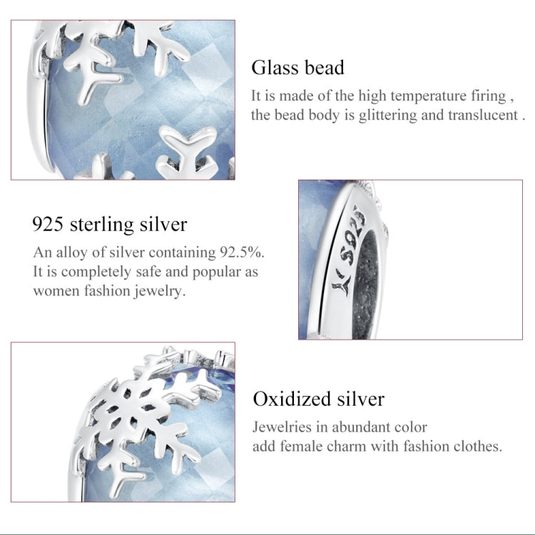 Accessori per collana braccialetto fai-da-te con perline di cristallo di fiocco di neve in argento sterling S925, Snowflake