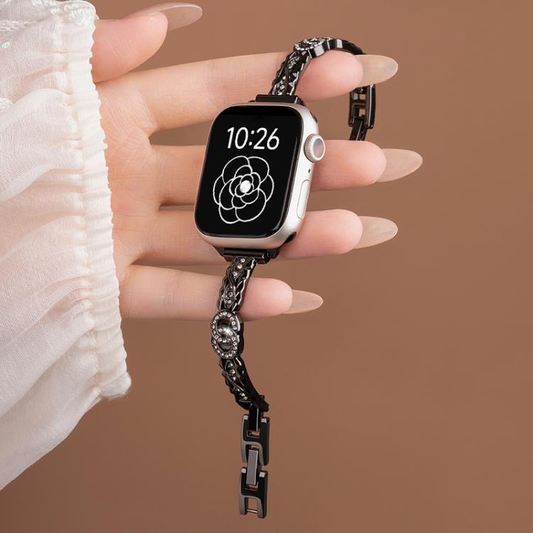 Bracciale sottile xDfind in metallo con diamanti e acciaio inossidabile., For Apple Watch 42 / 44 / 45 / 46 / 49mm, For Apple Watch 38 / 40 / 41 / S10 42mm