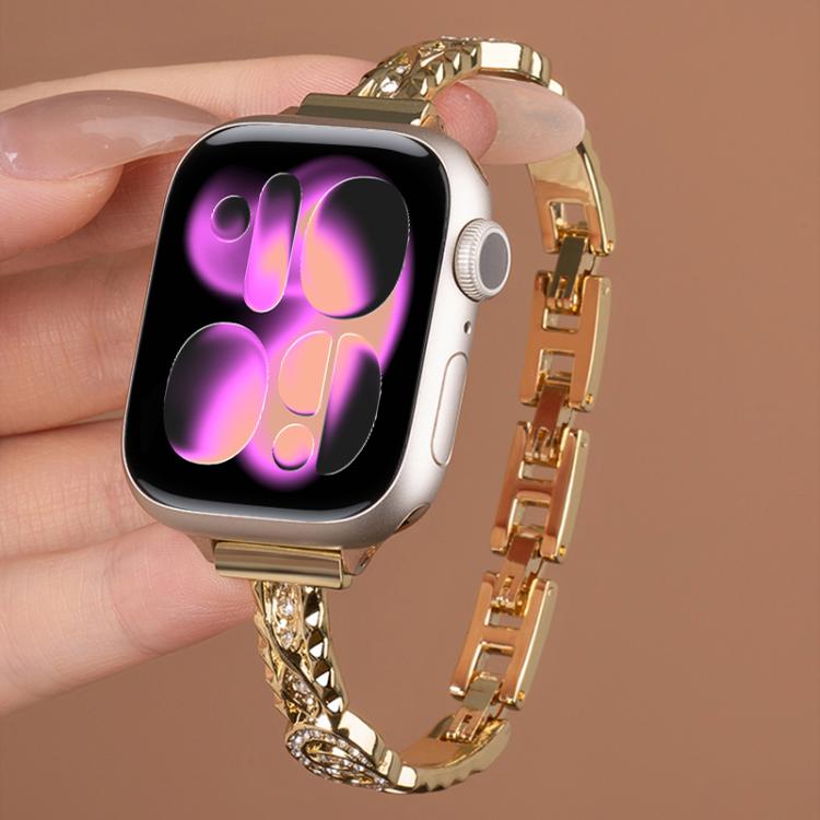 Bracciale sottile xDfind in metallo con diamanti e acciaio inossidabile., For Apple Watch 42 / 44 / 45 / 46 / 49mm, For Apple Watch 38 / 40 / 41 / S10 42mm