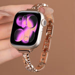 Bracciale sottile xDfind in metallo con diamanti e acciaio inossidabile., For Apple Watch 42 / 44 / 45 / 46 / 49mm, For Apple Watch 38 / 40 / 41 / S10 42mm