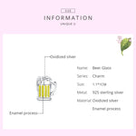 Accessori per collana braccialetto fai-da-te con perline per boccale di birra in argento sterling S925, Beer Mug