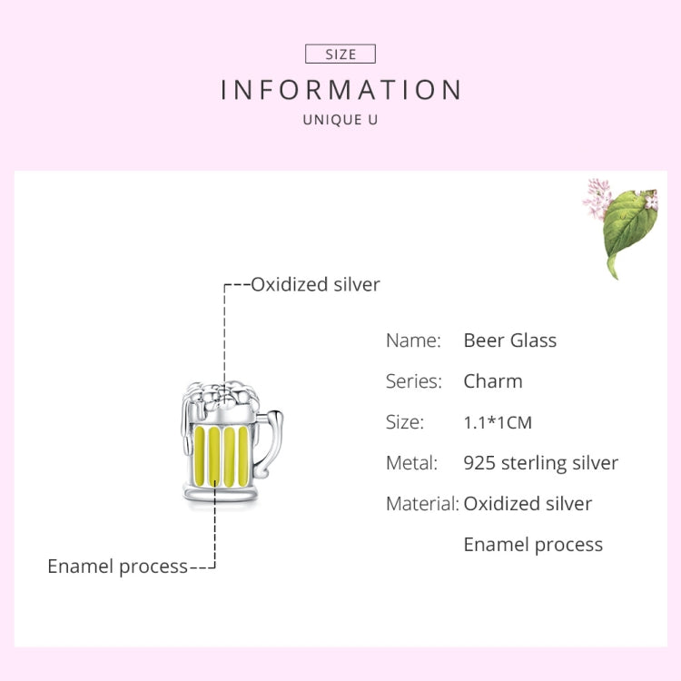 Accessori per collana braccialetto fai-da-te con perline per boccale di birra in argento sterling S925, Beer Mug